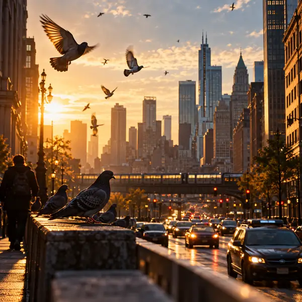 Abstract cover art for a city birds and traffic sound effect